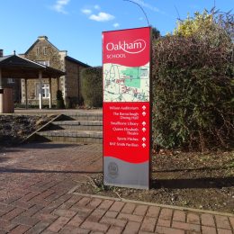 Enigma school monolith entrance sign