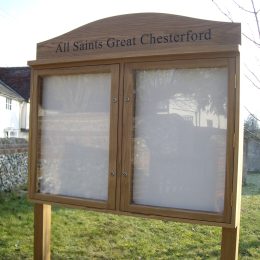 Freestanding hardwood noticeboard