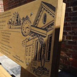 Memorial wooden routed detail bench