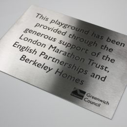Stainless steel commemorative plaque