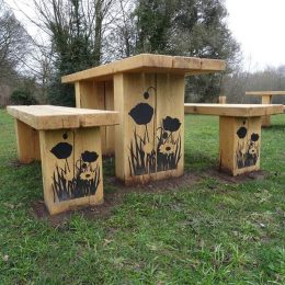 Verdyn wooden routed park picnic table