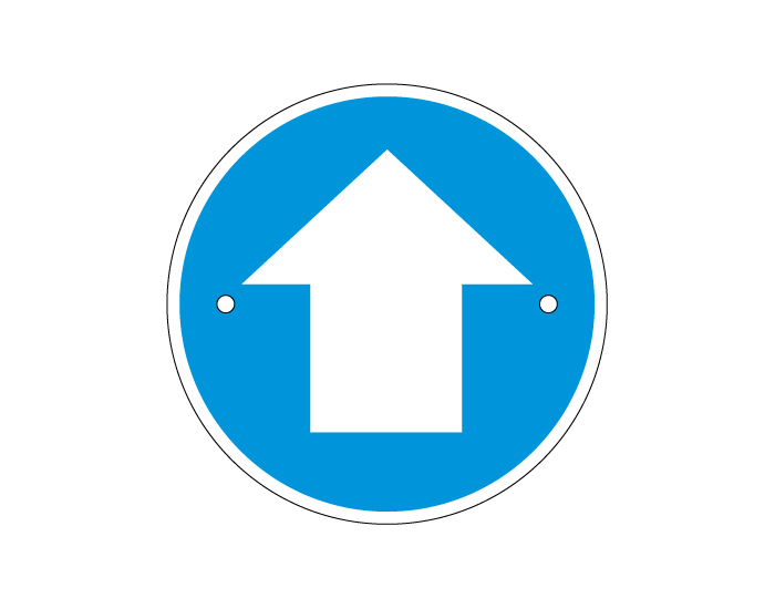 Blue arrow waymarking disc