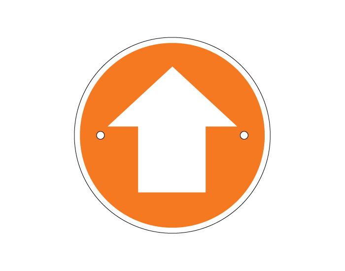 Orange arrow waymarking disc