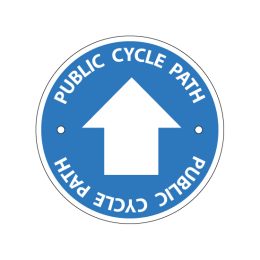Public cycle path arrow waymarking disc