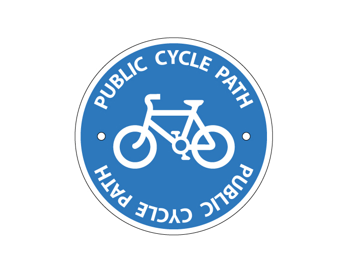 Public cycle path bicycle waymarking disc