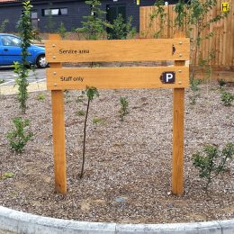 Ladder directional sign wood