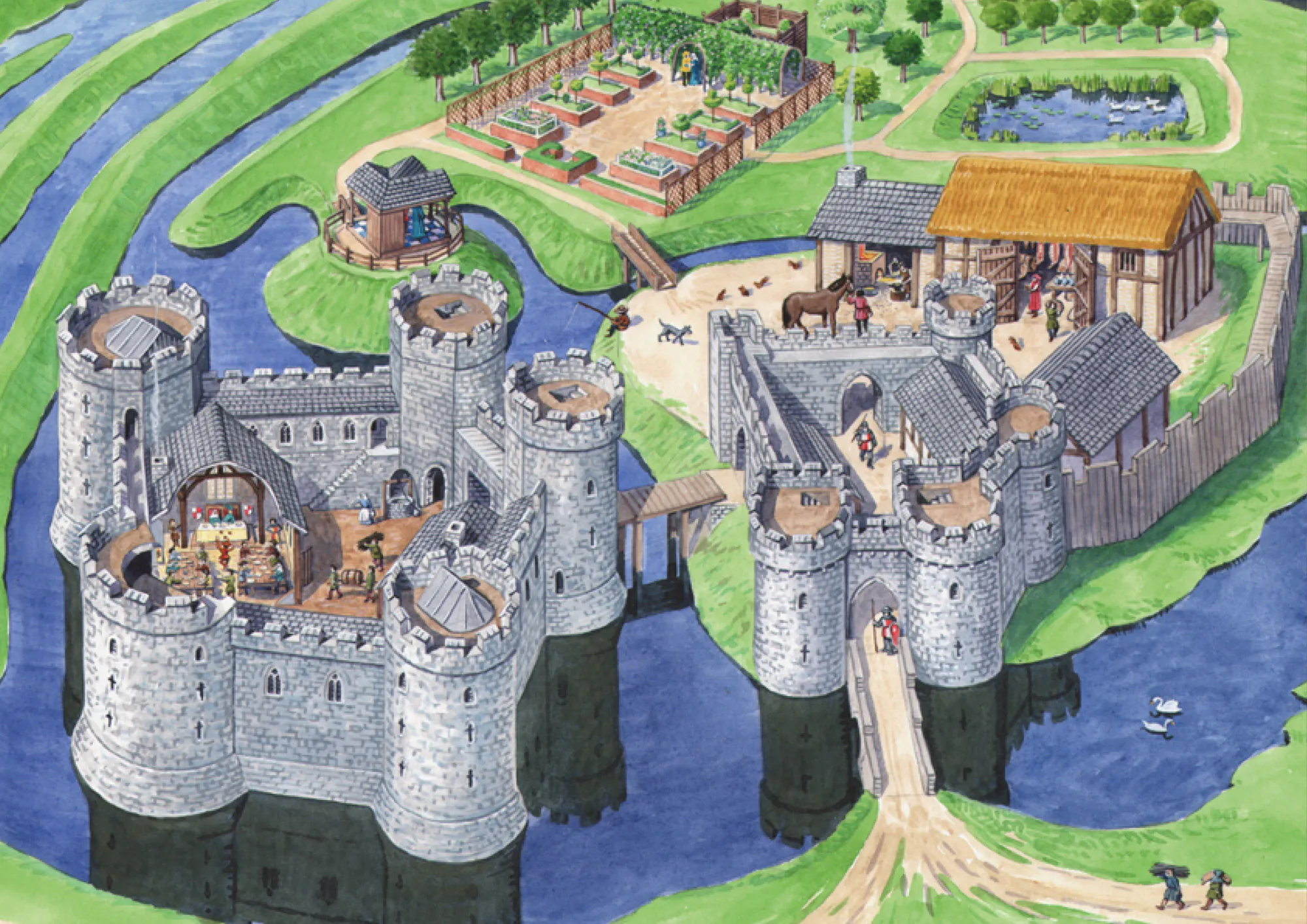 Illustration images historical watercolour